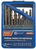 Набор сверл по мет /19шт/d1-10мм/HSS-Со/бокс/ Cutop Profi