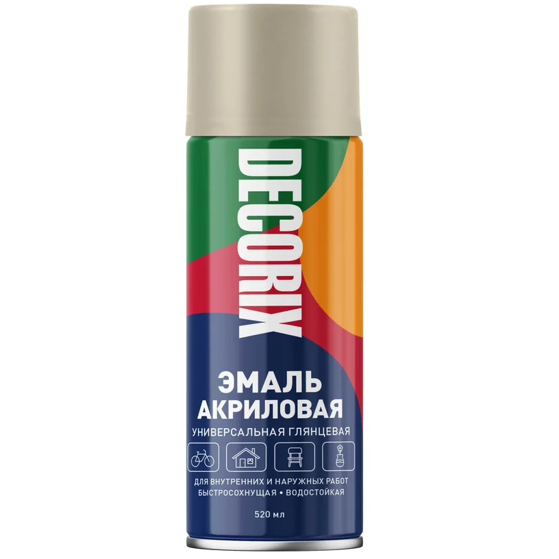 Эмаль аэрозольная универсальная Decorix бежевая 520 мл