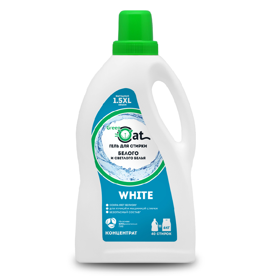 Гель для стирки белого белья Green Cat White 1,5 л