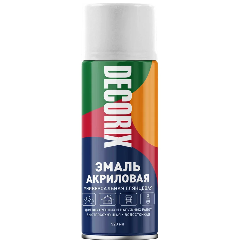 Эмаль аэрозольная универсальная Decorix белая 520 мл