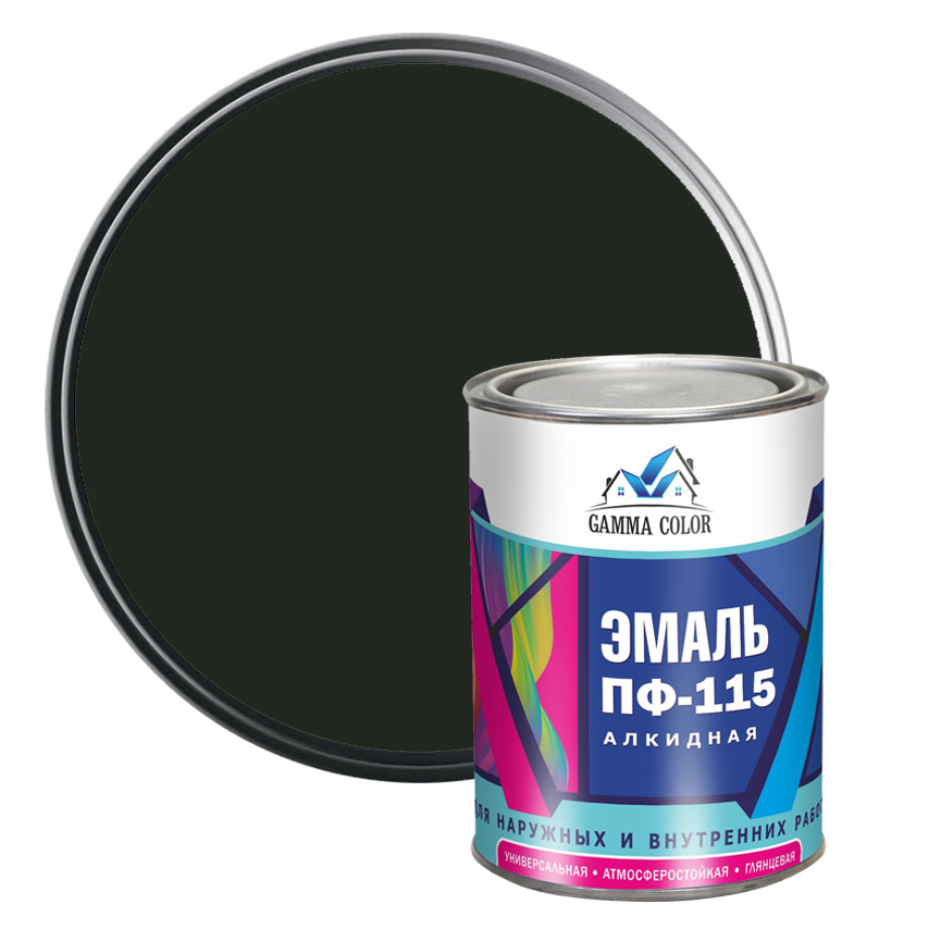 Эмаль алкидная ПФ-115 Gamma Color черная 0,8 кг