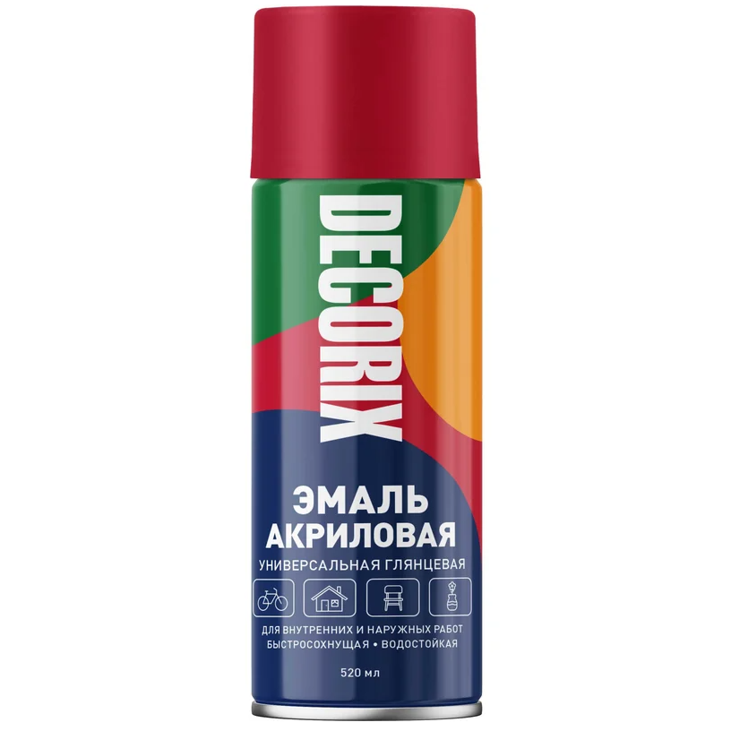 Эмаль аэрозольная универсальная Decorix красная 520 мл