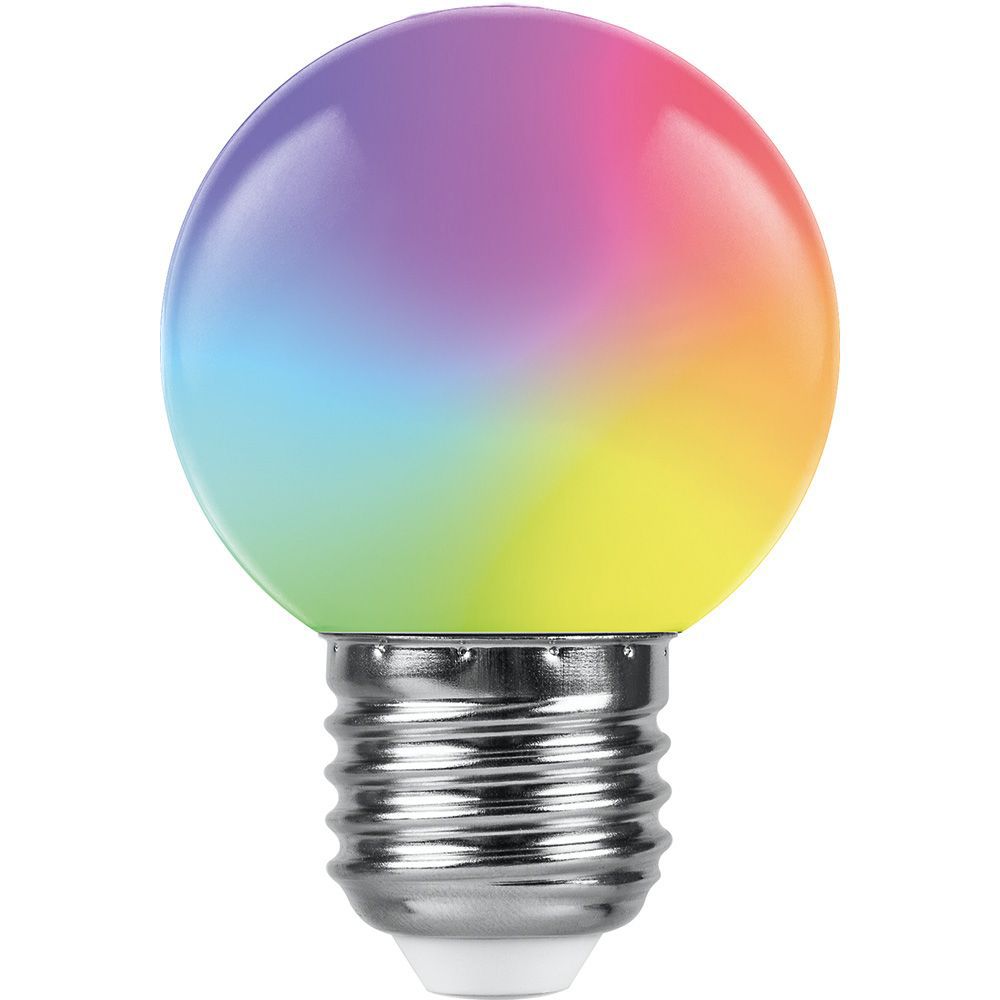 Лампа светодиодная Feron 1 Вт Е27 шар G45 RGB матовая