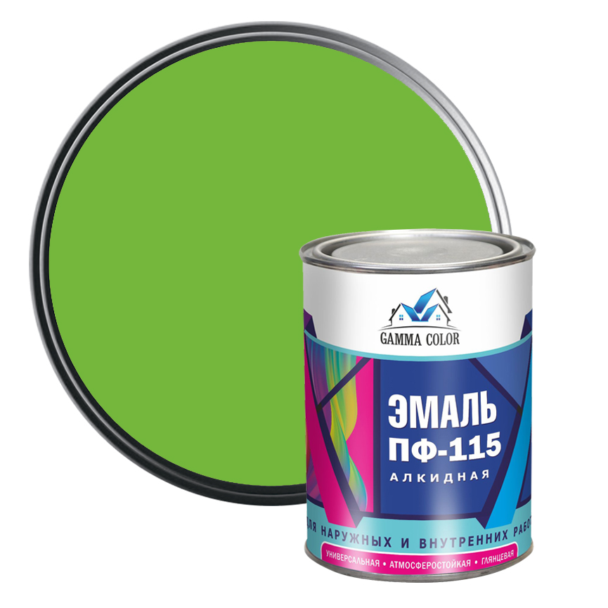 Эмаль алкидная ПФ-115 Gamma Color салатная 0,8 кг
