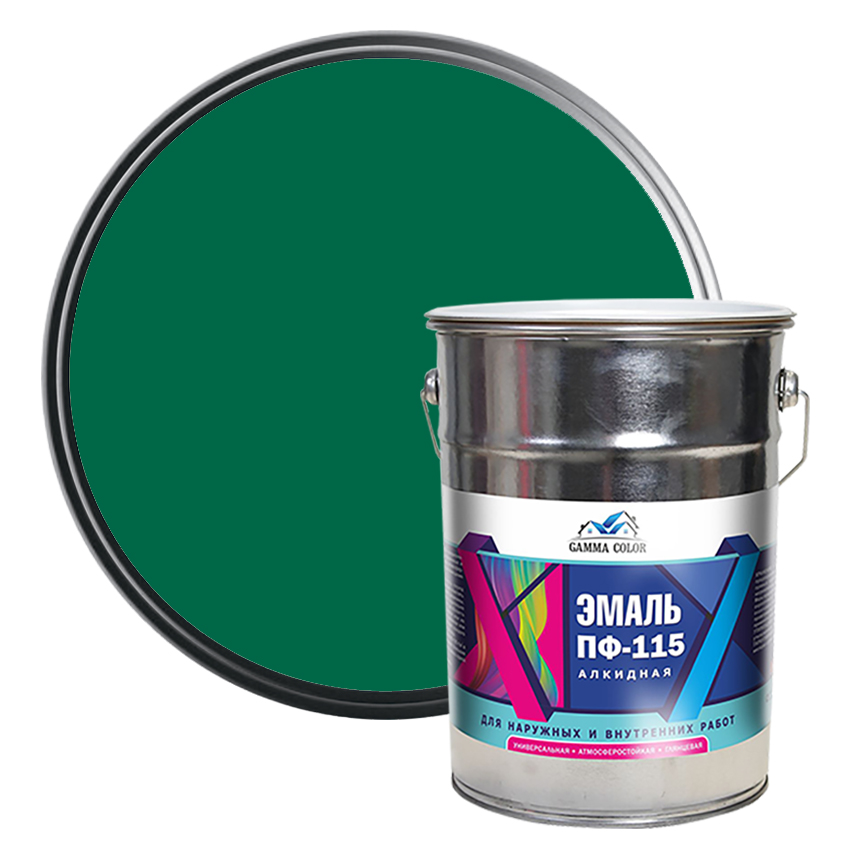 Эмаль алкидная ПФ-115 Gamma Color зеленая 20 кг