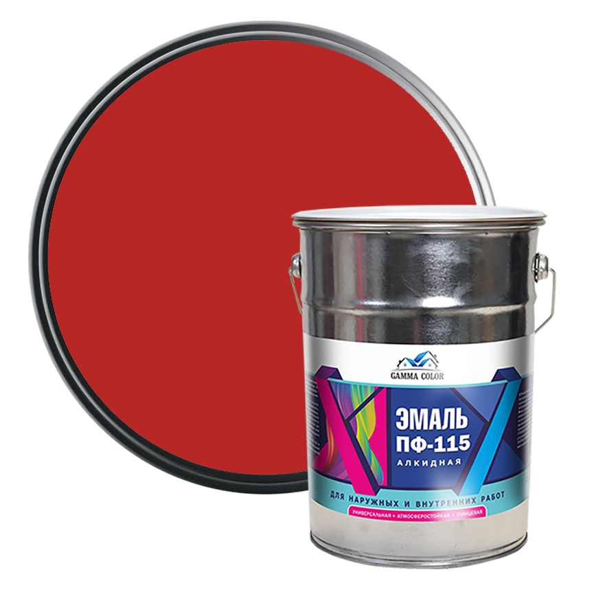 Эмаль алкидная ПФ-115 Gamma Color красная 20 кг