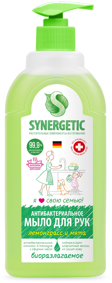 Мыло жидкое Synergetic лемонграсс и мята 0,5 л