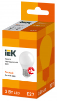 Лампа светодиодная IEK 3 Вт Е27 шар G45 3000K матовая