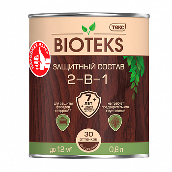Защитный лессирующий состав для дерева Биотекс 2-в-1 рябина 0,8 л