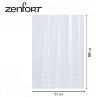 Штора д/ванной Zenfort Лаурель 3D прозрачная /180х180/12колец/ПВХ/