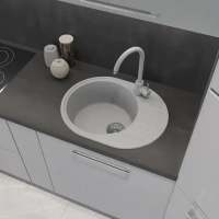 Мойка композит /врез/овал/ECO-58/62х48см/перелив/3 1/2'вып/серый/GRANFEST