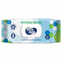 Салфетки влажные Ultra Fresh Antibacterial 72 шт с клапаном