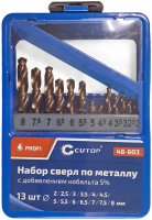 Набор сверл по мет /13шт/d2,0-8,0мм/HSS-Со/бокс/ Cutop Profi