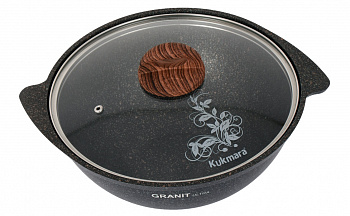 Казан алюминиевый Kukmara Granit Ultra 4,5 л стеклянная крышка