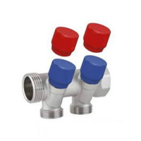 Коллектор с вентилями 2 выхода н/р 1/2' х3/4' /VALTEC 560n/никель/Италия/