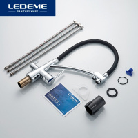 Смеситель д/м LEDEME L4855В-2 с подкл к фильтру/1руч/г/подв/гибкий излив/черный/