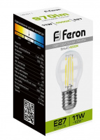 Лампа светодиодная Feron 11 Вт Е27 шар G45 4000К прозрачная