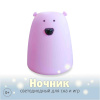 Ночник МИШКА 12-27 /LED/88x88x103мм/3хААА/силикон/розовый/ Apeyron