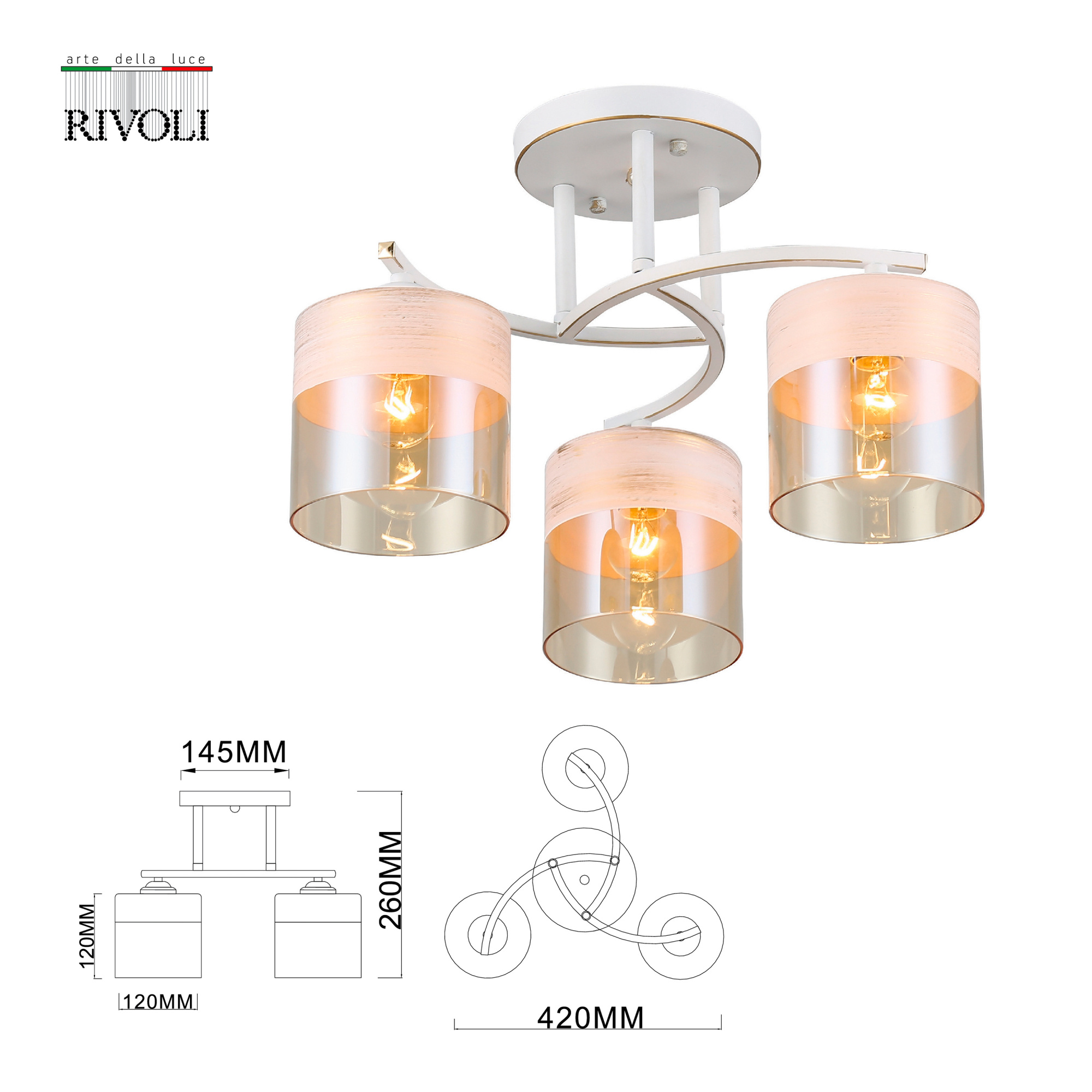 Люстра потолочная Rivoli Constancia 9081-303 3х40 Вт Е27