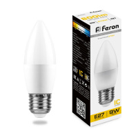 Лампа светодиодная Feron 9 Вт Е27 свеча С37 2700К матовая