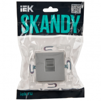 КОМПЬЮТЕРНАЯ розетка SKANDY /мех-зм/ с/у RJ45 Серебряная /SK-K01S/ б/рамки