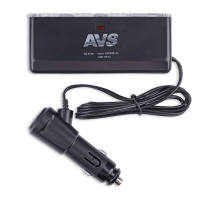 Прикуриватель-разветвитель/3 гнезда/+USB/шнур 100см/черный/AVS