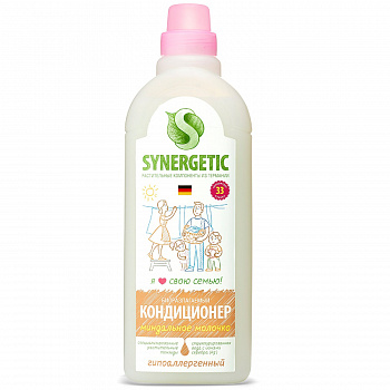 Кондиционер для белья Synergetic миндальное молочко 1000 мл