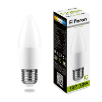Лампа светодиодная Feron 13 Вт Е27 свеча С37 4000К матовая