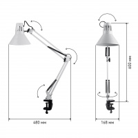 Светильник настольный на струбцине ЭРА N-121 1х40 Вт Е27 белый