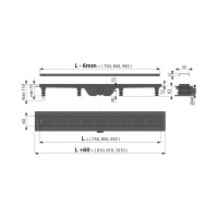 Трап линейный ALCAPLAST APZ10-750M/d40мм/750x60мм/решетка нерж/комб.гидрозатвор/