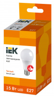 Лампа светодиодная IEK 15 Вт Е27 груша A60 3000K матовая