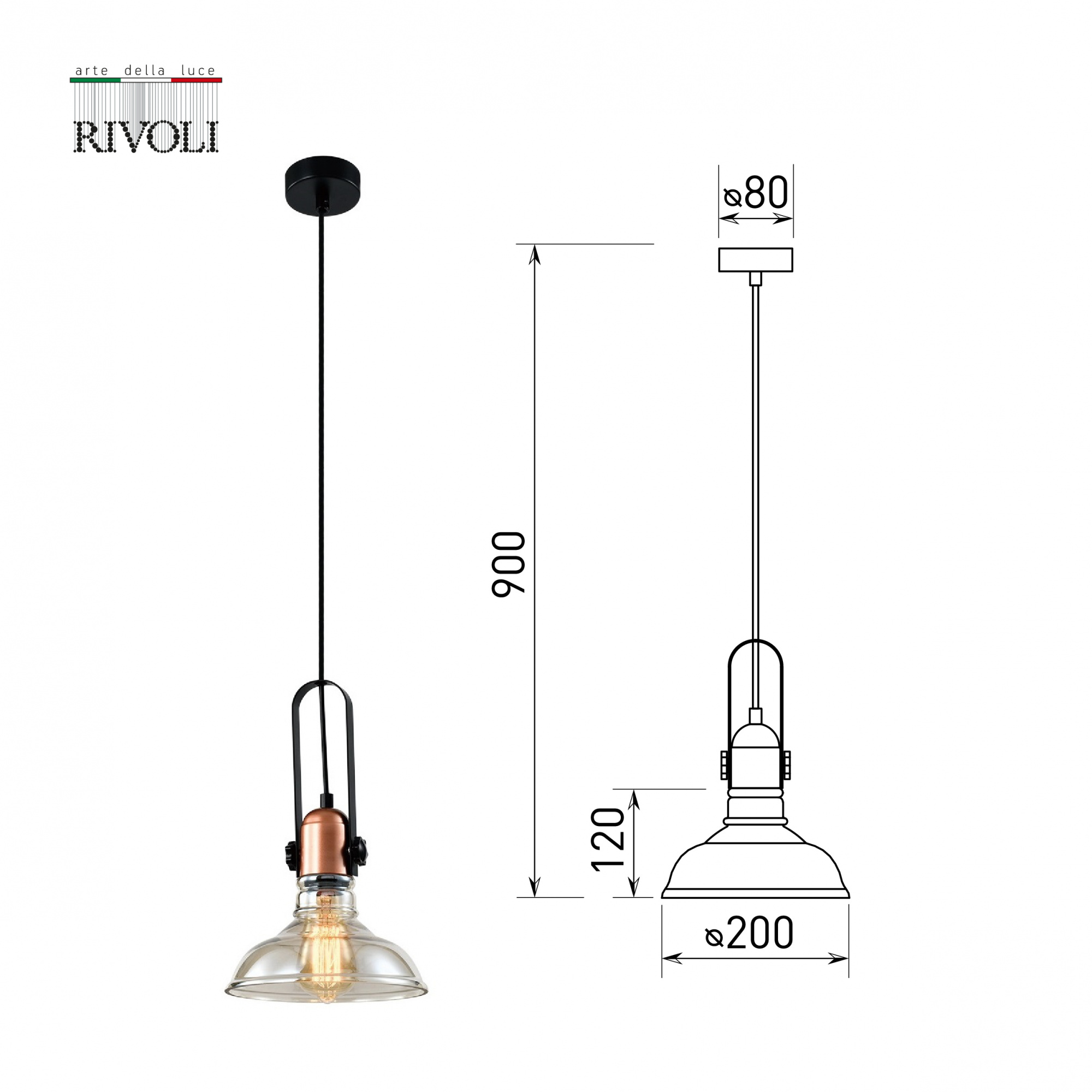 Люстра подвесная Rivoli Leila 4093-201 1х40 Вт Е27