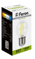 Лампа светодиодная Feron 15 Вт Е27 шар G45 4000К прозрачная