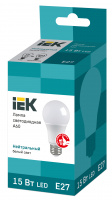 Лампа светодиодная IEK 15 Вт Е27 груша A60 4000K матовая