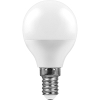 Лампа светодиодная Feron 9 Вт Е14 шар G45 2700К матовая