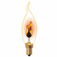 Лампа светодиодная Uniel Декор 3 Вт Е14 свеча на ветру CW35 эффект пламени прозрачная