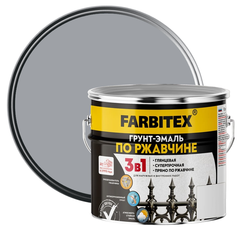 Грунт-эмаль по ржавчине Farbitex светло-серая 5 кг от интернет-магазина Венас