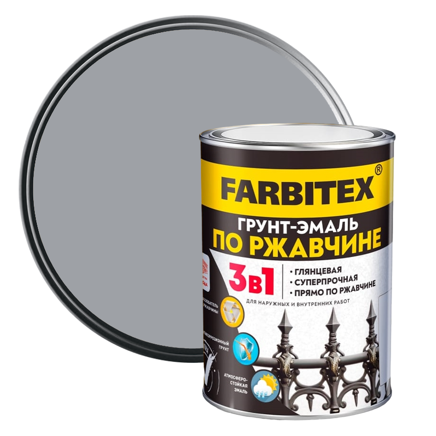 Грунт-эмаль по ржавчине Farbitex светло-серая 0,8 кг от интернет-магазина Венас