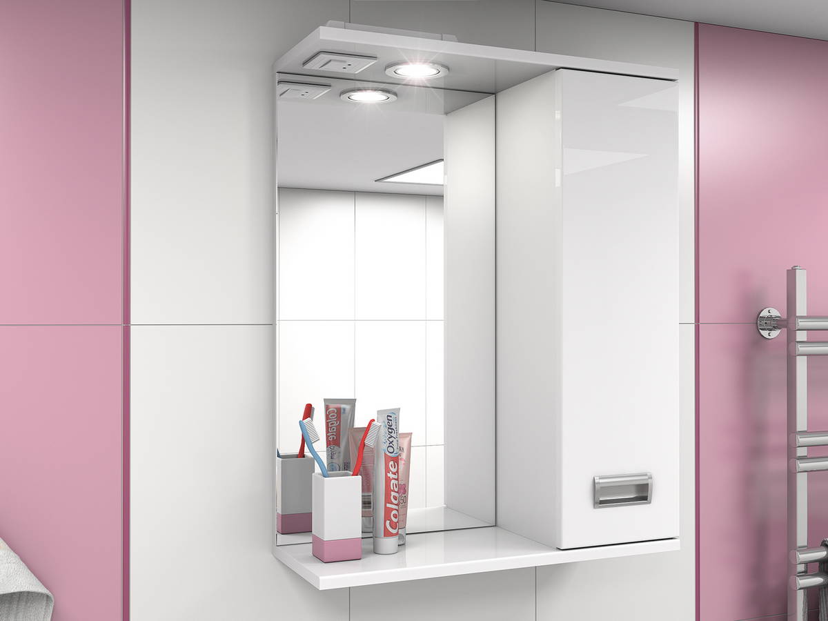 шкафчик в ванную с зеркальными дверцами