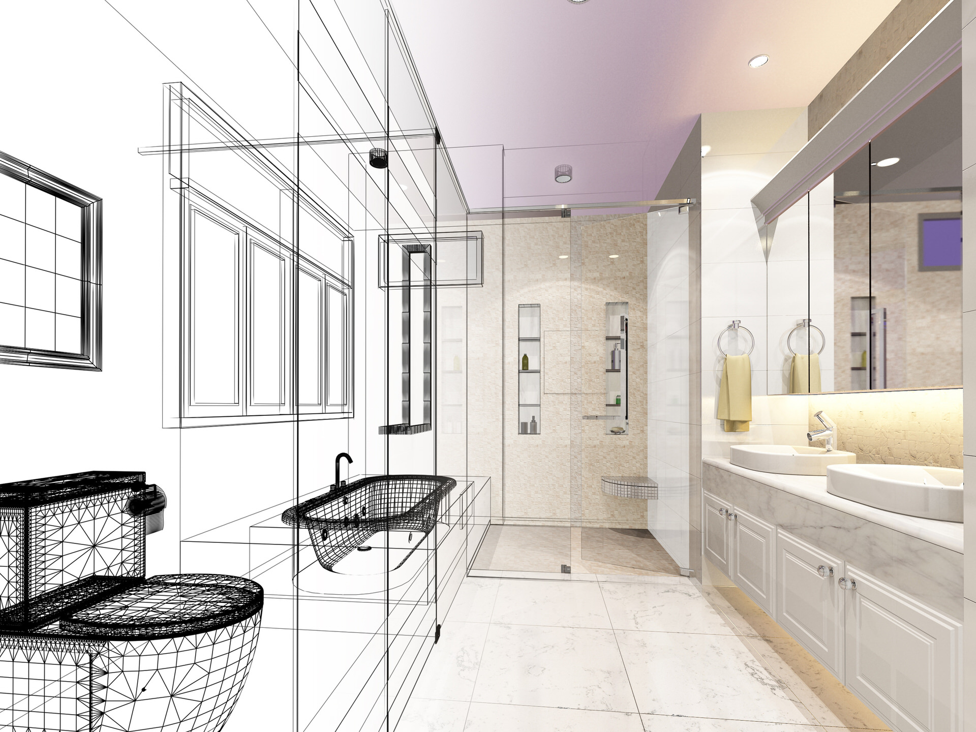 г образная ванная комната дизайн проект