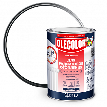 Эмаль алкидная для радиаторов Olecolor белая 0,9 кг от интернет-магазина Венас