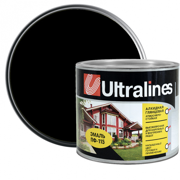 Эмаль алкидная ПФ-115 Ultra Lines черная 1,8 кг