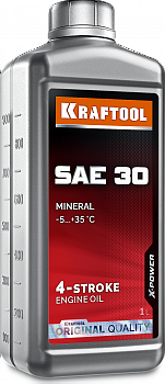 Масло KRAFTOOL SAE 30 минеральное д/4 тактных двигателей /1л/