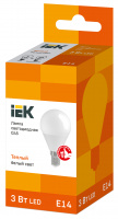 Лампа светодиодная IEK 3 Вт Е14 шар G45 3000K матовая