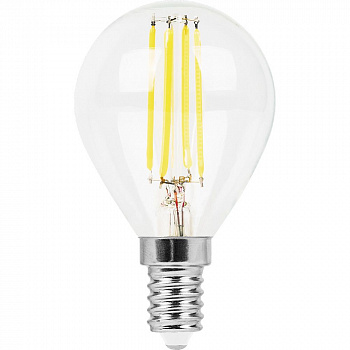 Лампа светодиодная Feron 9 Вт Е14 шар G45 4000К прозрачная
