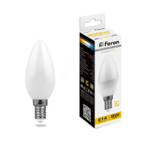 Лампа светодиодная Feron 9 Вт Е14 свеча С37 2700К матовая