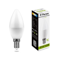 Лампа светодиодная Feron 11 Вт Е14 свеча С37 4000К матовая