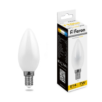 Лампа светодиодная Feron 9 Вт Е14 свеча С37 4000К матовая