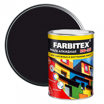 Эмаль алкидная ПФ-115 Farbitex черная 0,8 кг от интернет-магазина Венас