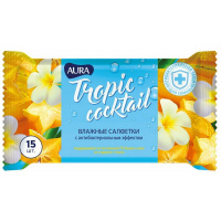 Салфетки влажные антибактериальные Aura Tropic Cocktail 60 шт